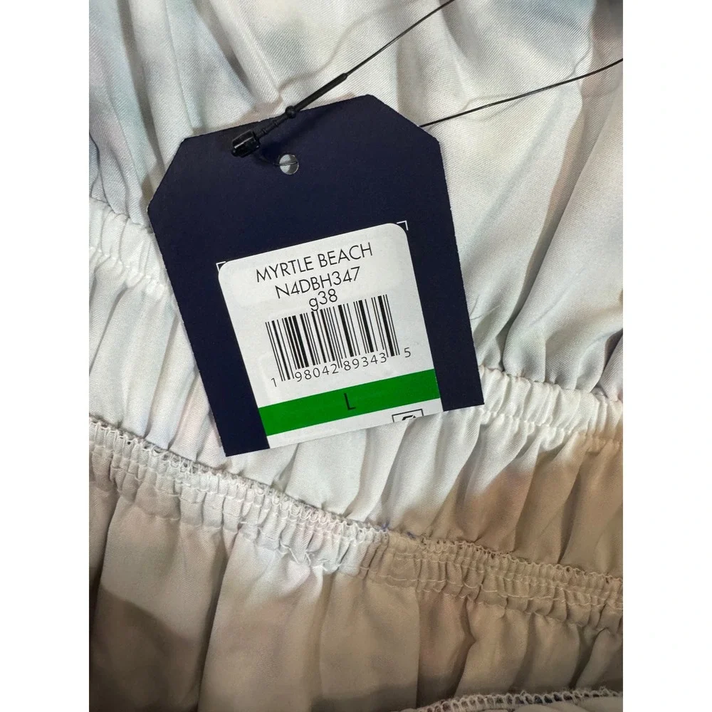 NWT Nautica Jeans Plaid Maxi Dress Smocked Bodice Tiered Spaghetti Strap L - Picture 10 of 12